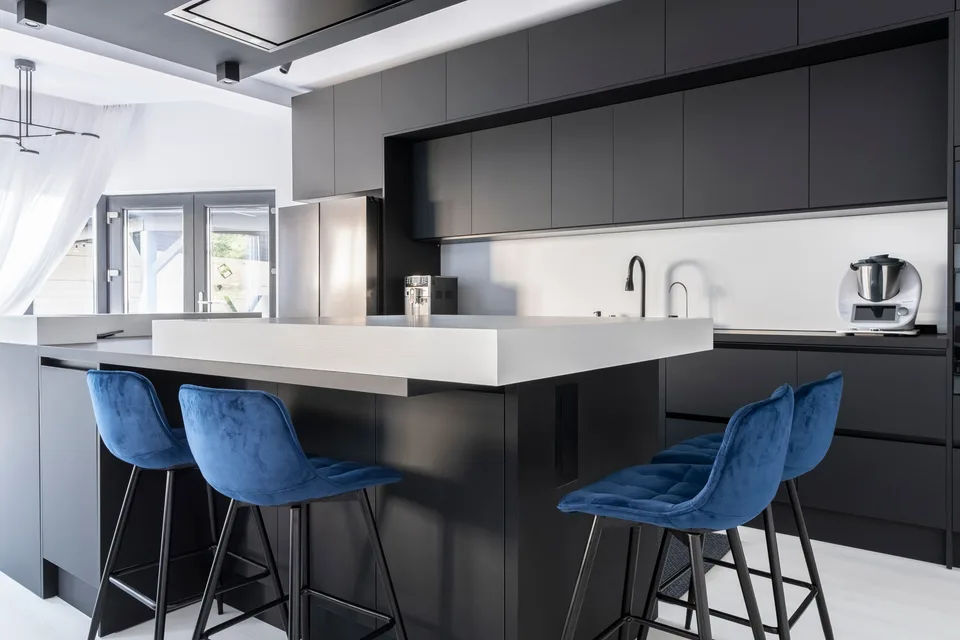 Kitchen and island seating