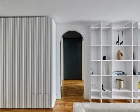 Shelving and fluted panels