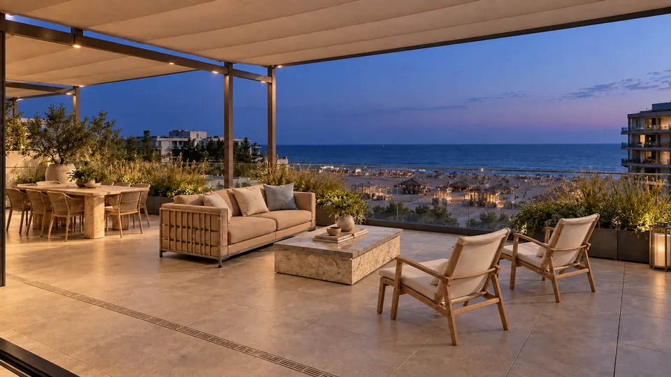 Terrace at dusk